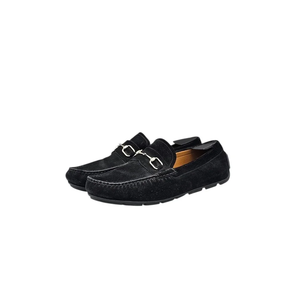Gucci Men's Size 10.5 G EUC Black Suede Horsebit Drivers Loafers‎ Dress Shoes